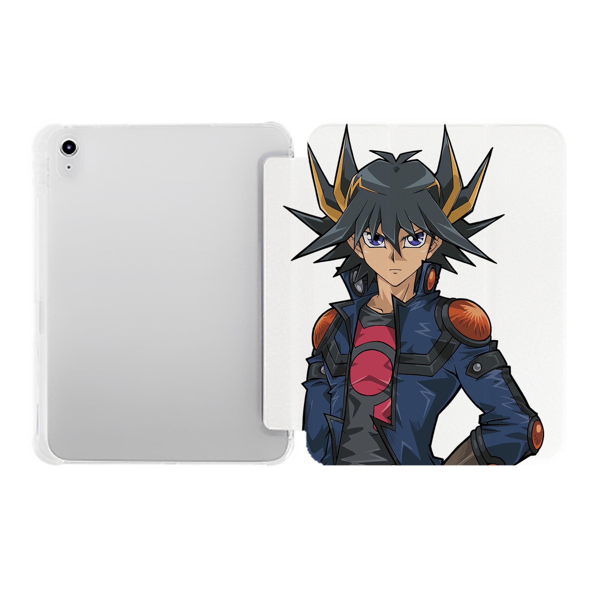 （画像用） 遊☆戯☆王 Yu-Gi-Oh! IPad ケース ペン収納付き 三つ折りスタンド PUレザー×シリコン 対応機種9.5/10.5/10.9インチ